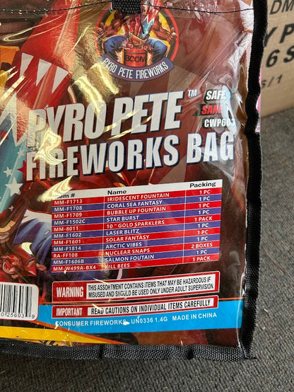 PYRO PETE FIREWORKS BAG